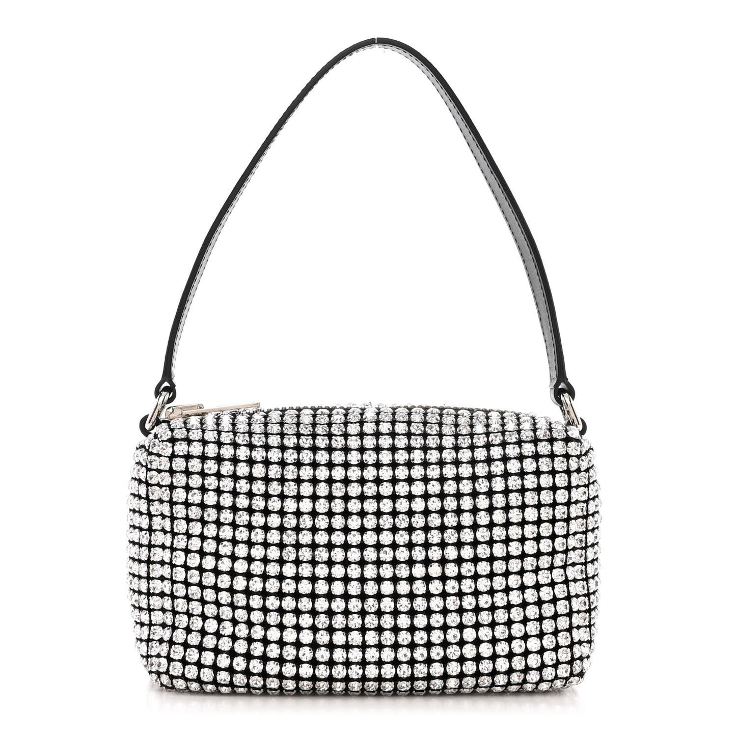 Mesh Crystal Rhinestone Mini Heiress Pouch Black Silver