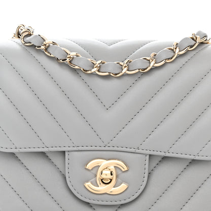 Chanel Lambskin Chevron Quilted Mini Square Flap Grey 8 of 11
