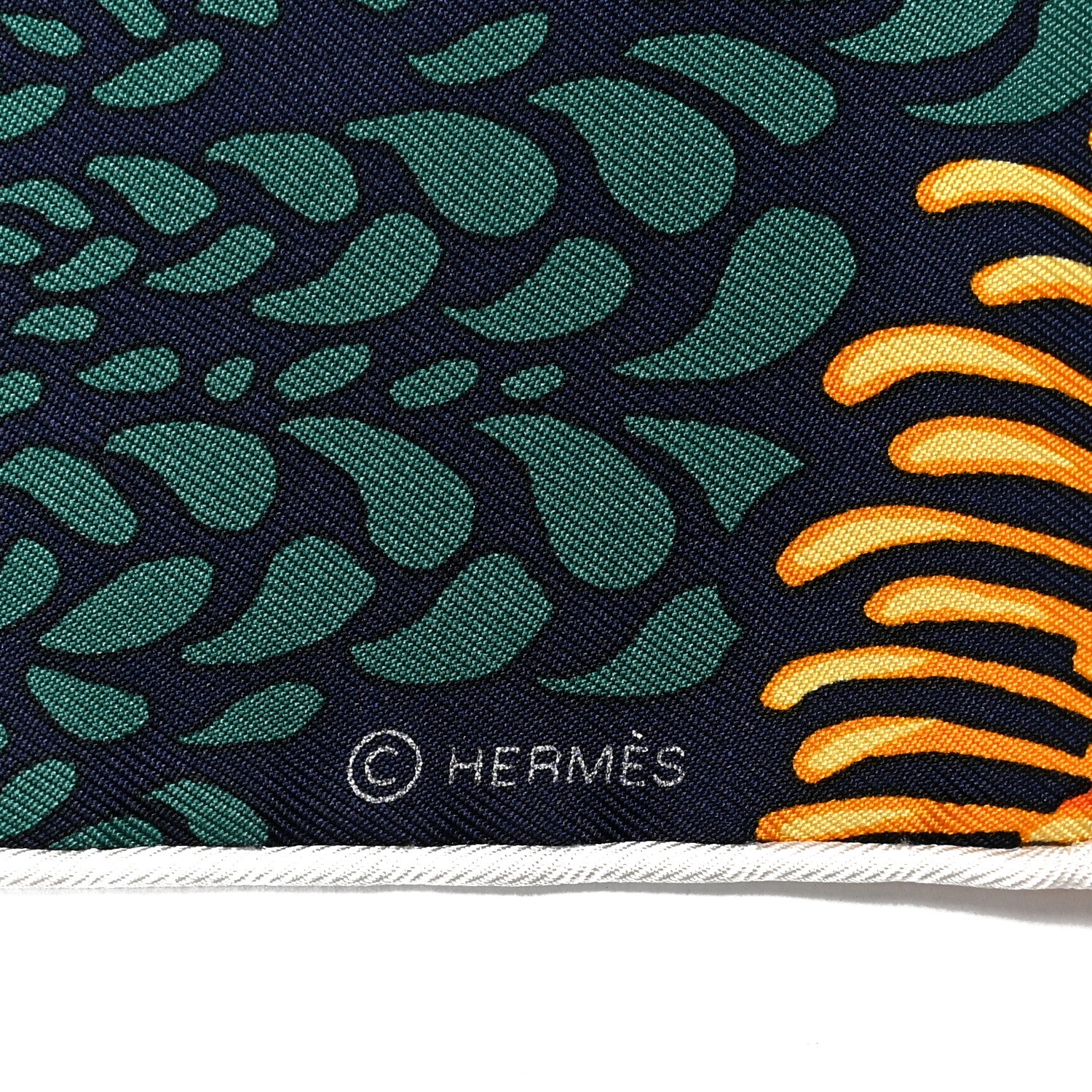 Hermes Silk Mountain Zebra Scarf 90 Turquoise Orange 4 of 5