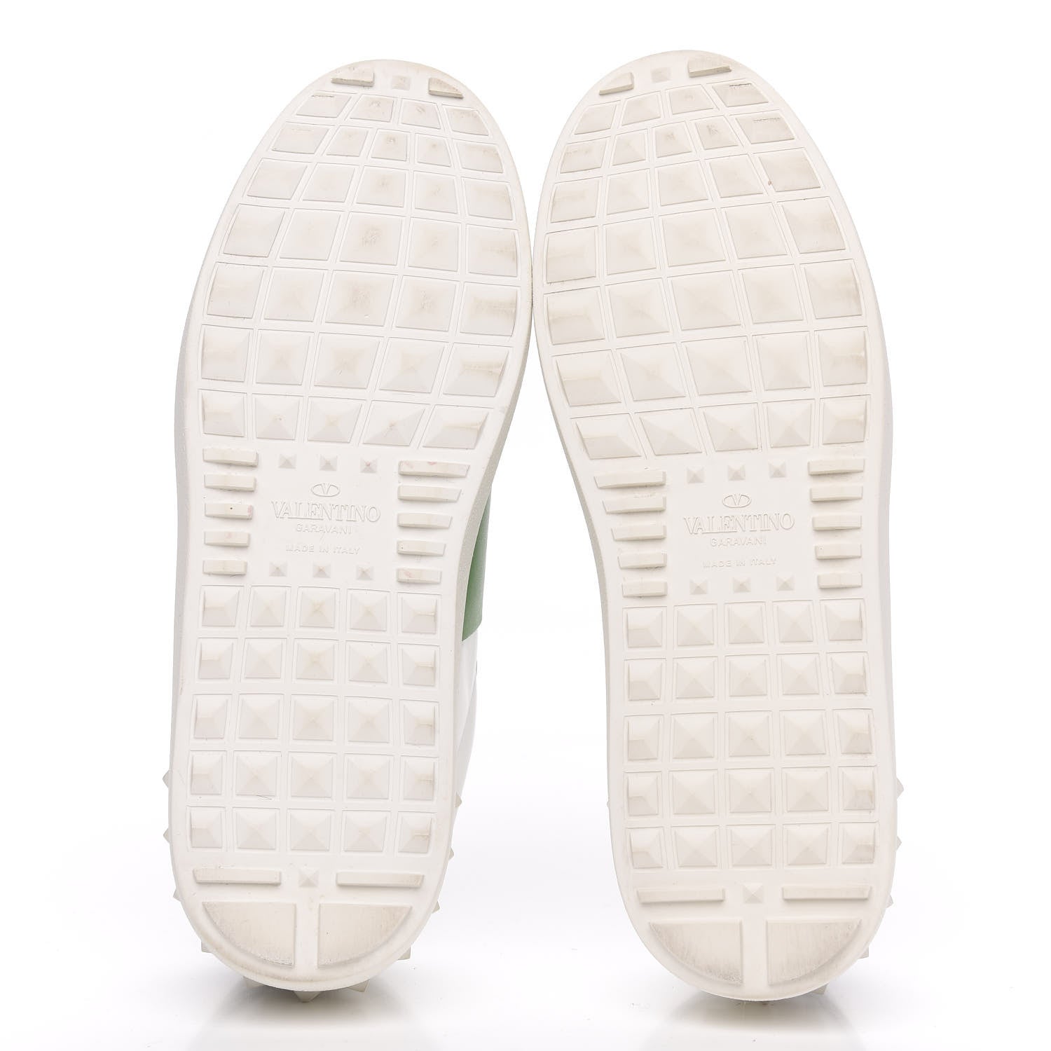 Valentino Garavani Calfskin Rockstud Open Sneakers 37 White Green 5 of 10