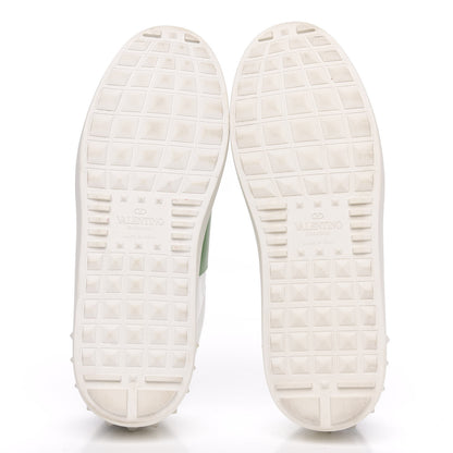 Valentino Garavani Calfskin Rockstud Open Sneakers 37 White Green 5 of 10