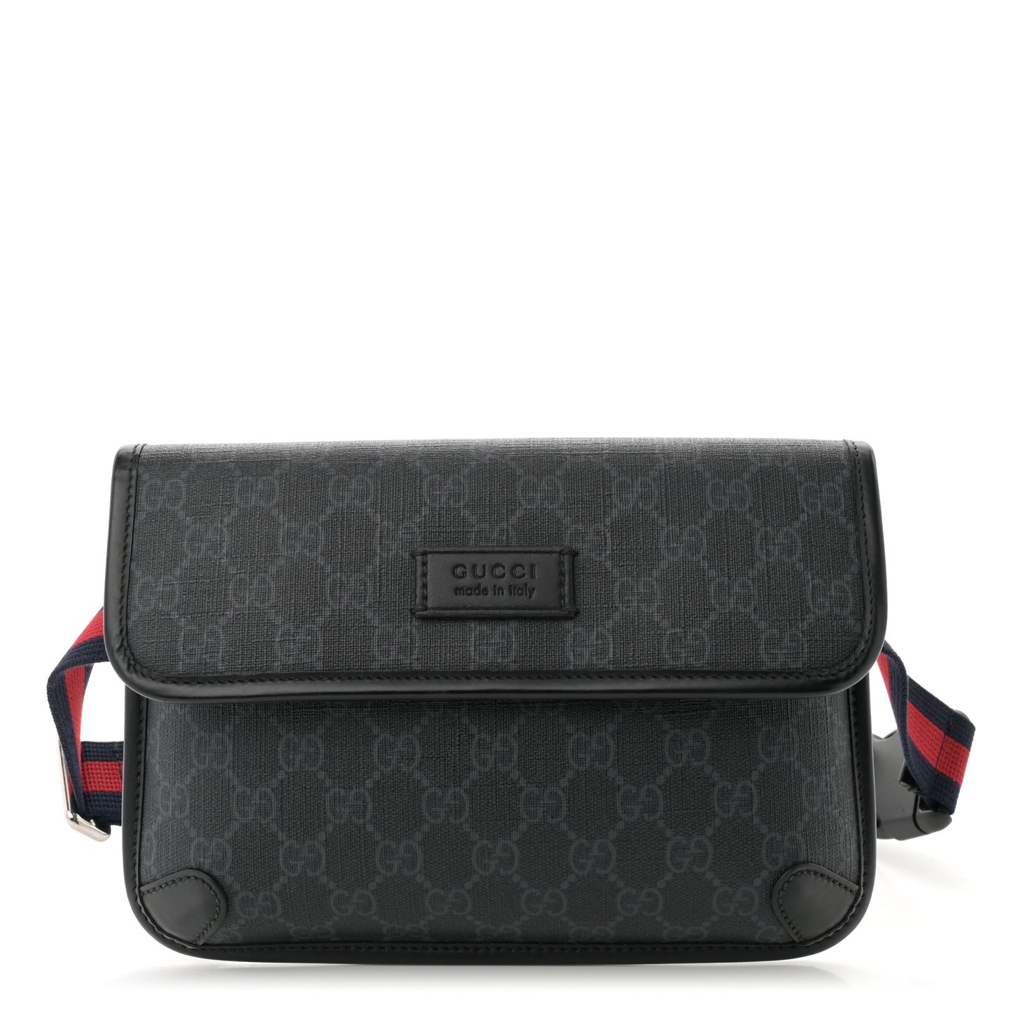 GG Supreme Monogram Web Slim Belt Bag Black Grey