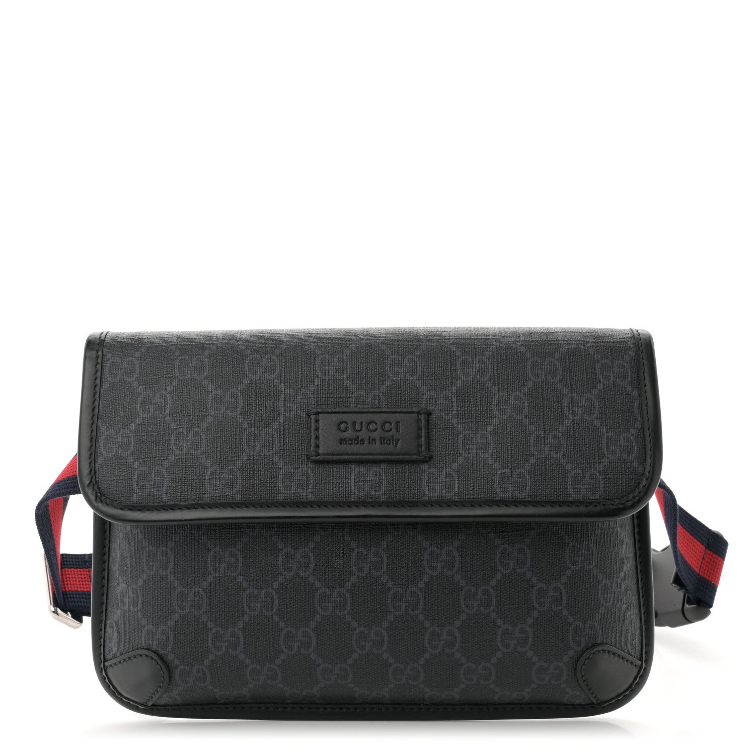 Gucci GG Supreme Monogram Web Slim Belt Bag Black Grey 1 of 10