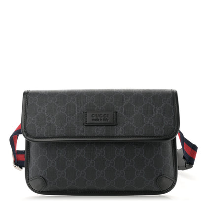 Gucci GG Supreme Monogram Web Slim Belt Bag Black Grey 1 of 10