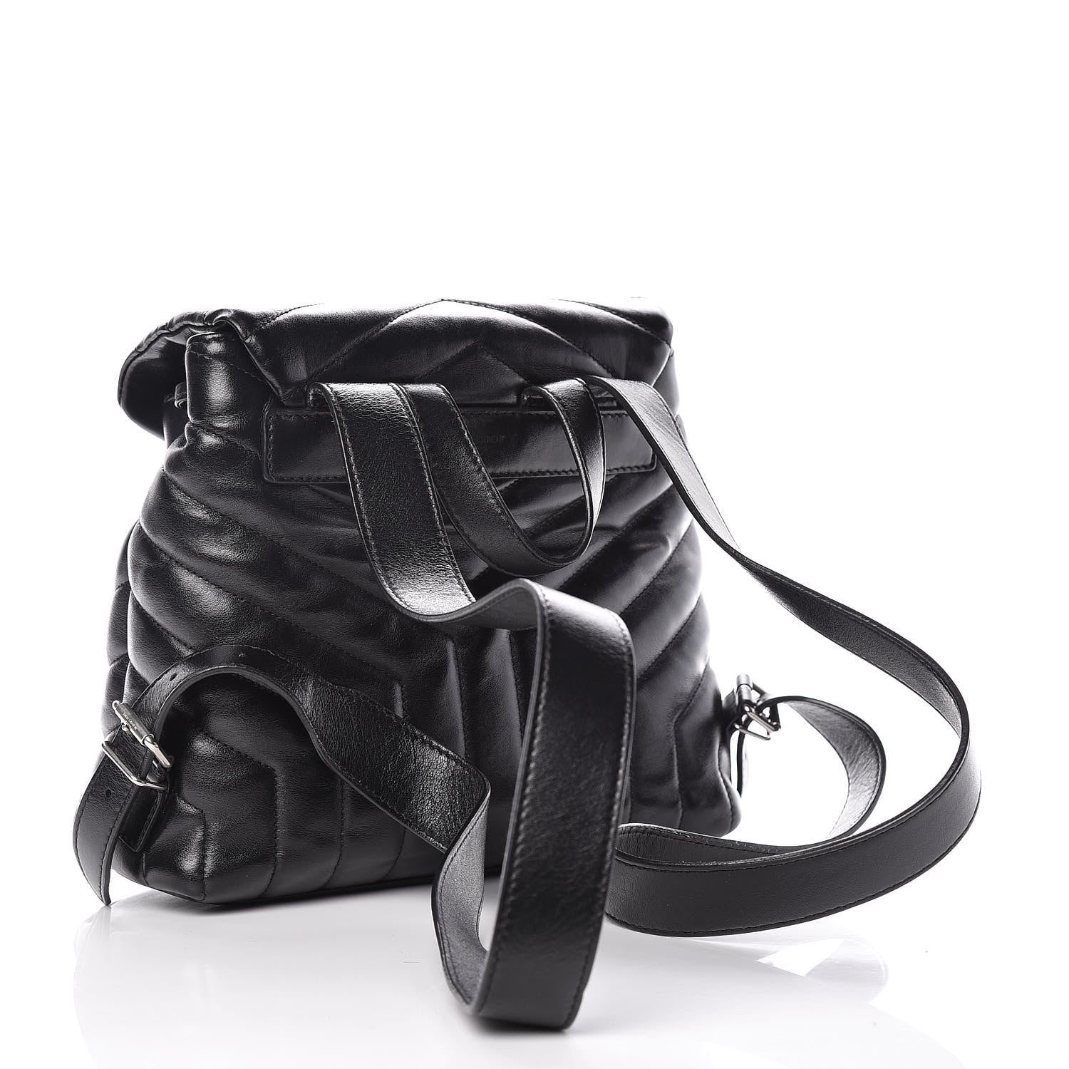 Saint Laurent Calfskin Y Quilted Monogram Small Loulou Backpack Black 3 of 12
