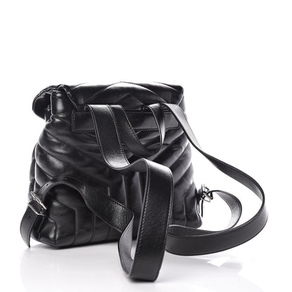 Saint Laurent Calfskin Y Quilted Monogram Small Loulou Backpack Black 3 of 12