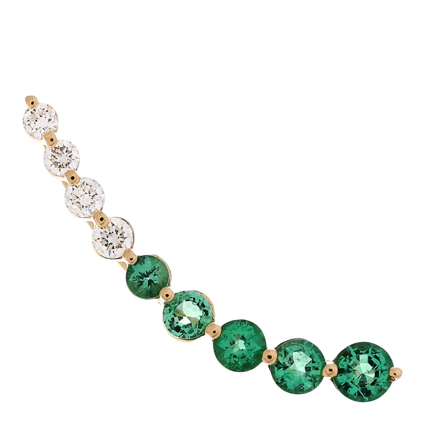 18K Yellow Gold Diamond Emerald Floating Earring
