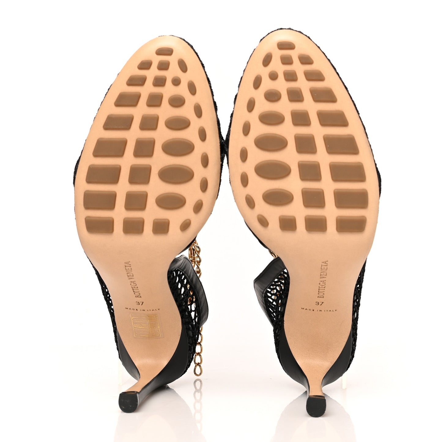 Mesh Nappa Chunky Chain Sandals 37 Black