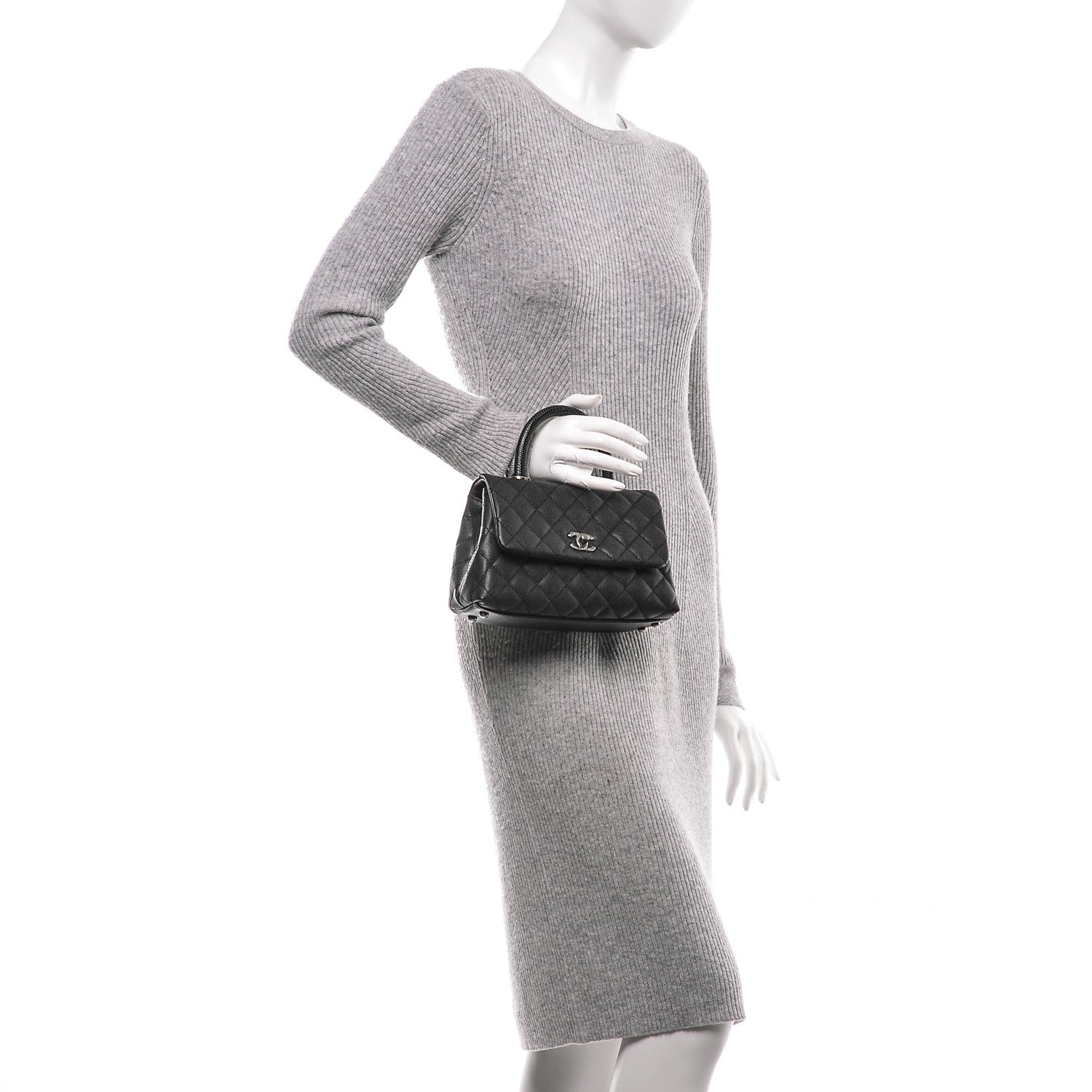 Chanel Caviar Lizard Quilted Mini Coco Handle Flap Black 3 of 9