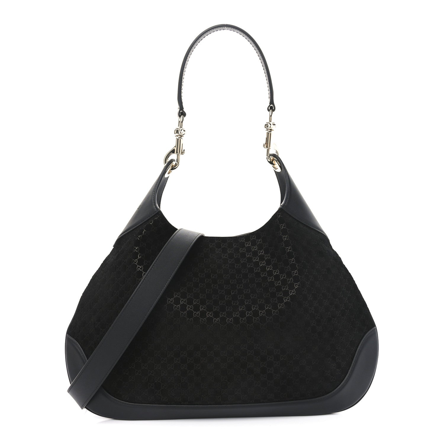 Gucci Suede Micro GG Calfskin B Medium Shoulder Bag Arabella Black 1 of 10