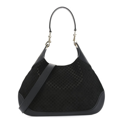 Gucci Suede Micro GG Calfskin B Medium Shoulder Bag Arabella Black 1 of 10