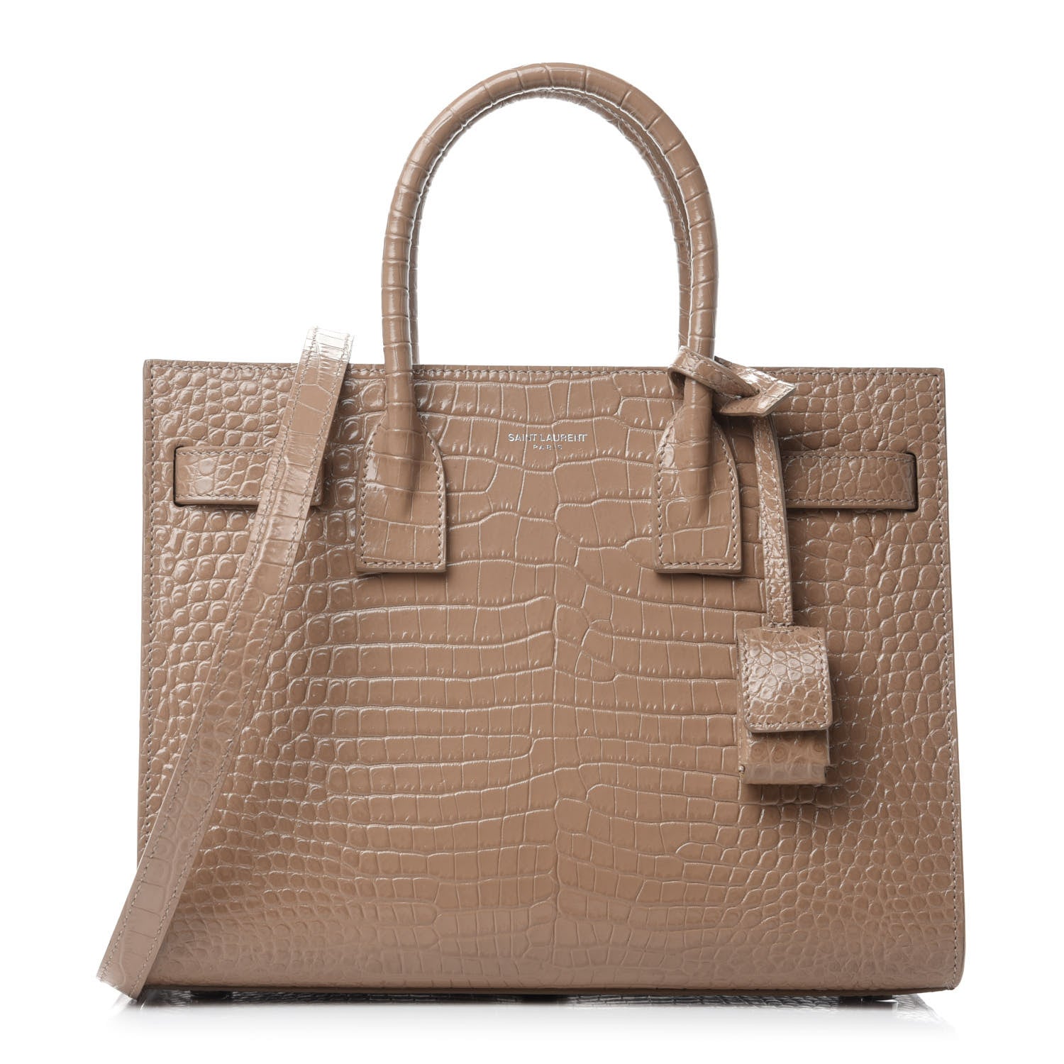 Saint Laurent Calfskin Crocodile Embossed Baby Sac De Jour Brown 1 of 10