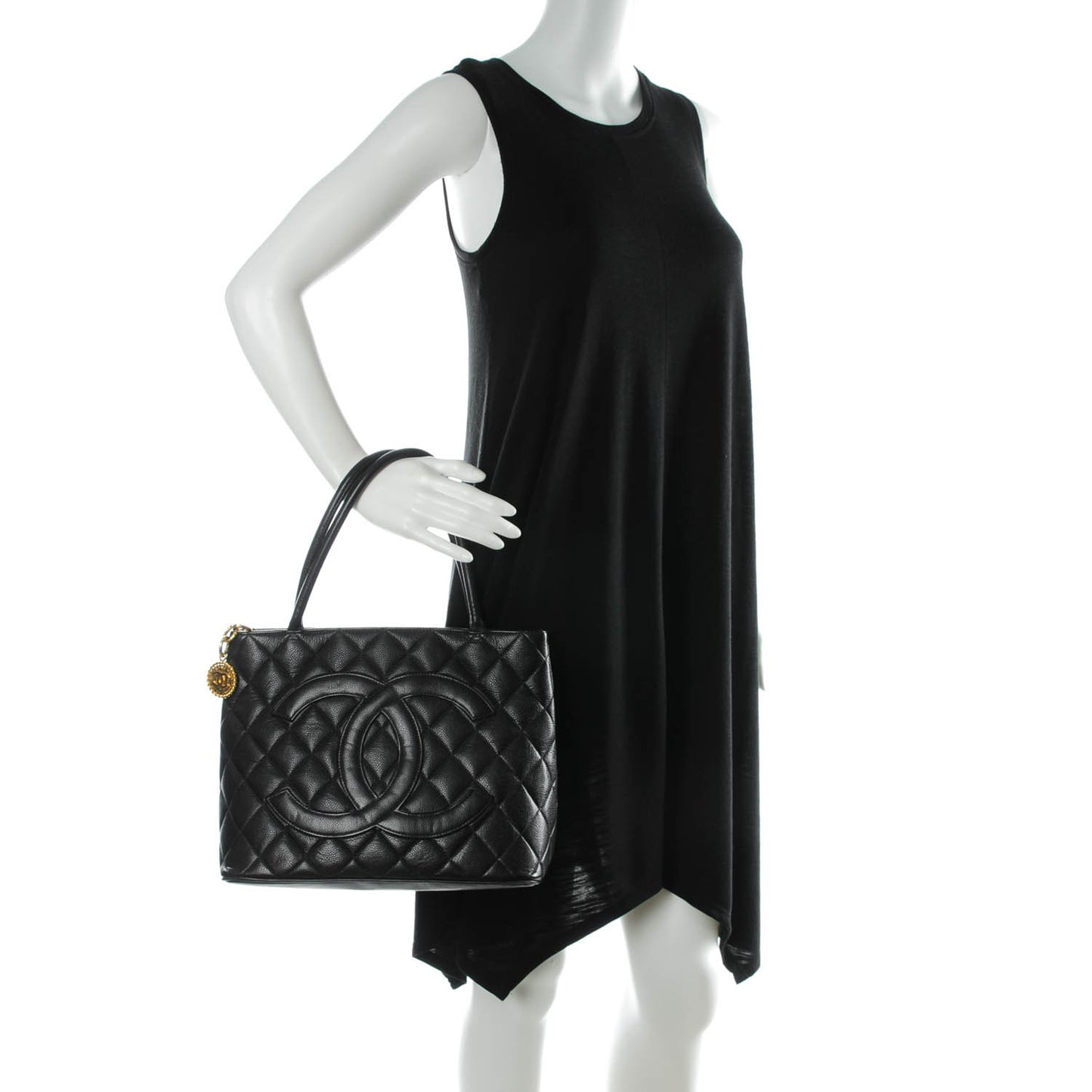 Caviar Quilted Medallion Tote Black