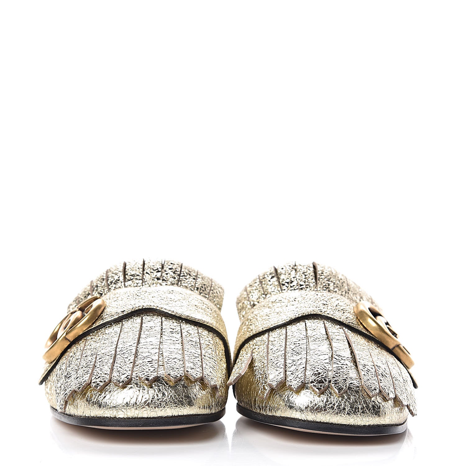 Gucci Galassia Womens GG Marmont Fringe Slippers 36 Platino 2 of 10