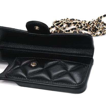 Chanel Lambskin Quilted iPhone XII Max Case With Chain Black 4 of 4