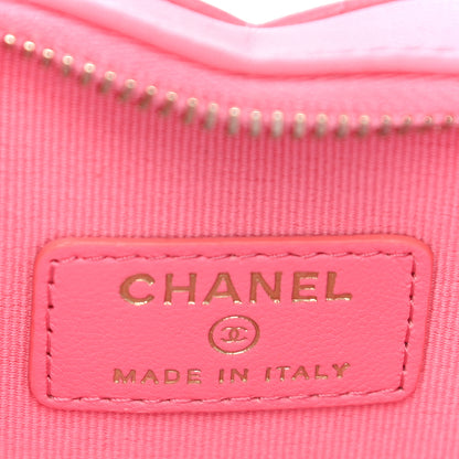 Chanel Lambskin Quilted CC In Love Heart Waist Belt Bag With Chain Pink 6 of 10
