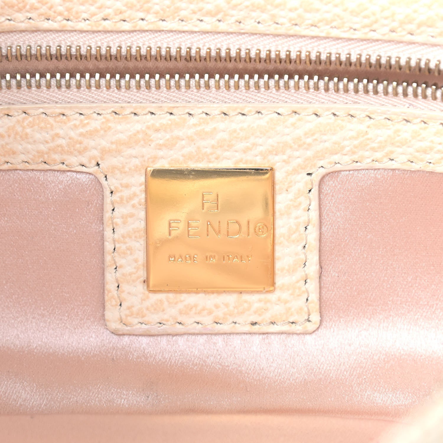 Fendi Metallic Calfskin Printed Mini Baguette Gold 6 of 14