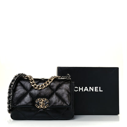Chanel Shiny Crumpled Calfskin Quilted Medium Chanel 19 Flap Black 11 of 11