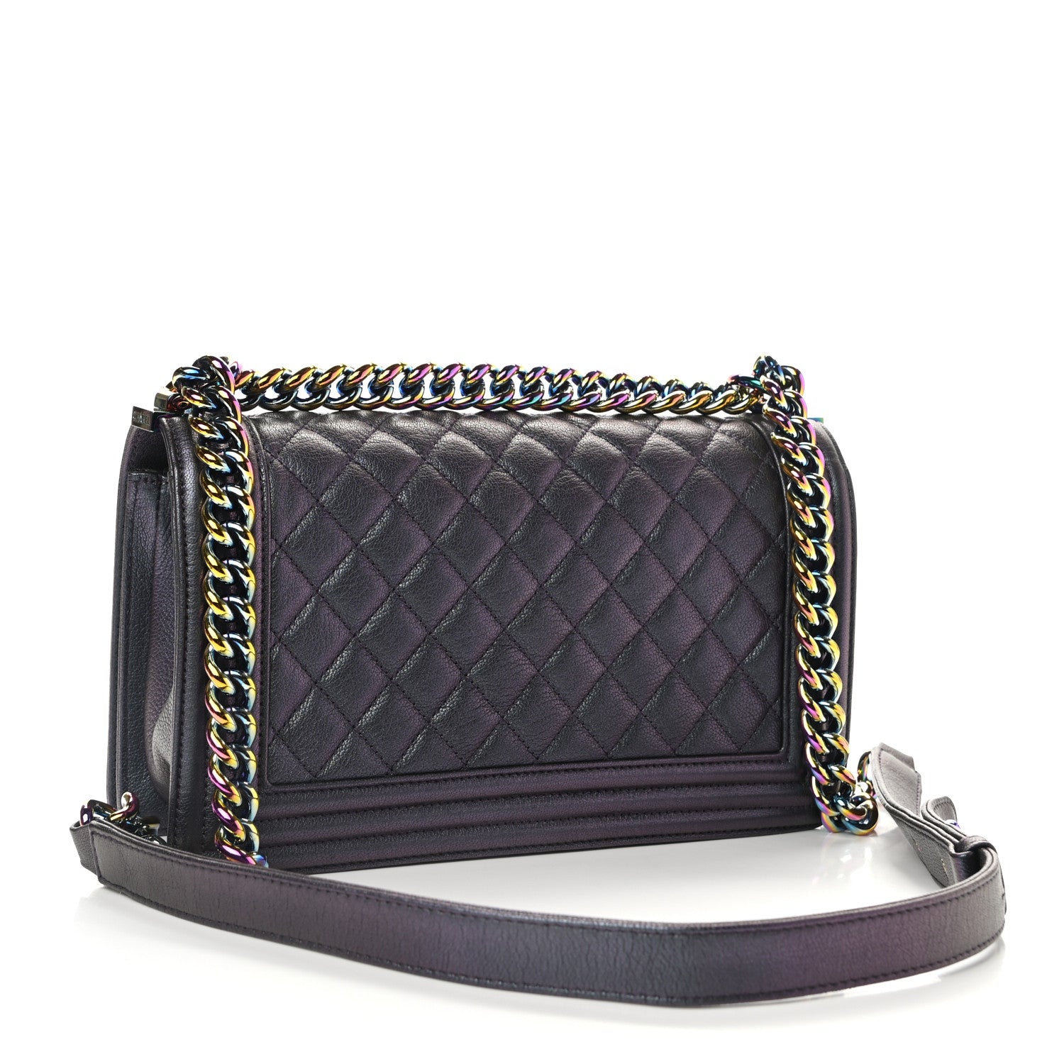 Chanel Iridescent Goatskin Quilted Medium Boy Flap Purple 3 of 11
