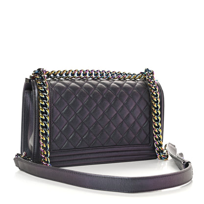 Chanel Iridescent Goatskin Quilted Medium Boy Flap Purple 3 of 11
