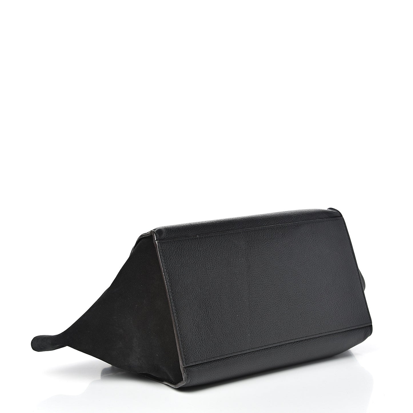 Drummed Calfskin Suede Medium Trapeze Black