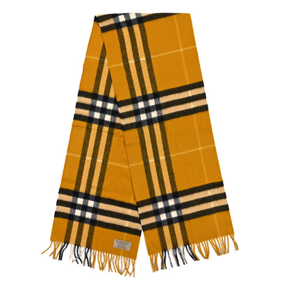 Burberry Cashmere House Check Fringe Scarf Yellow 2 of 4