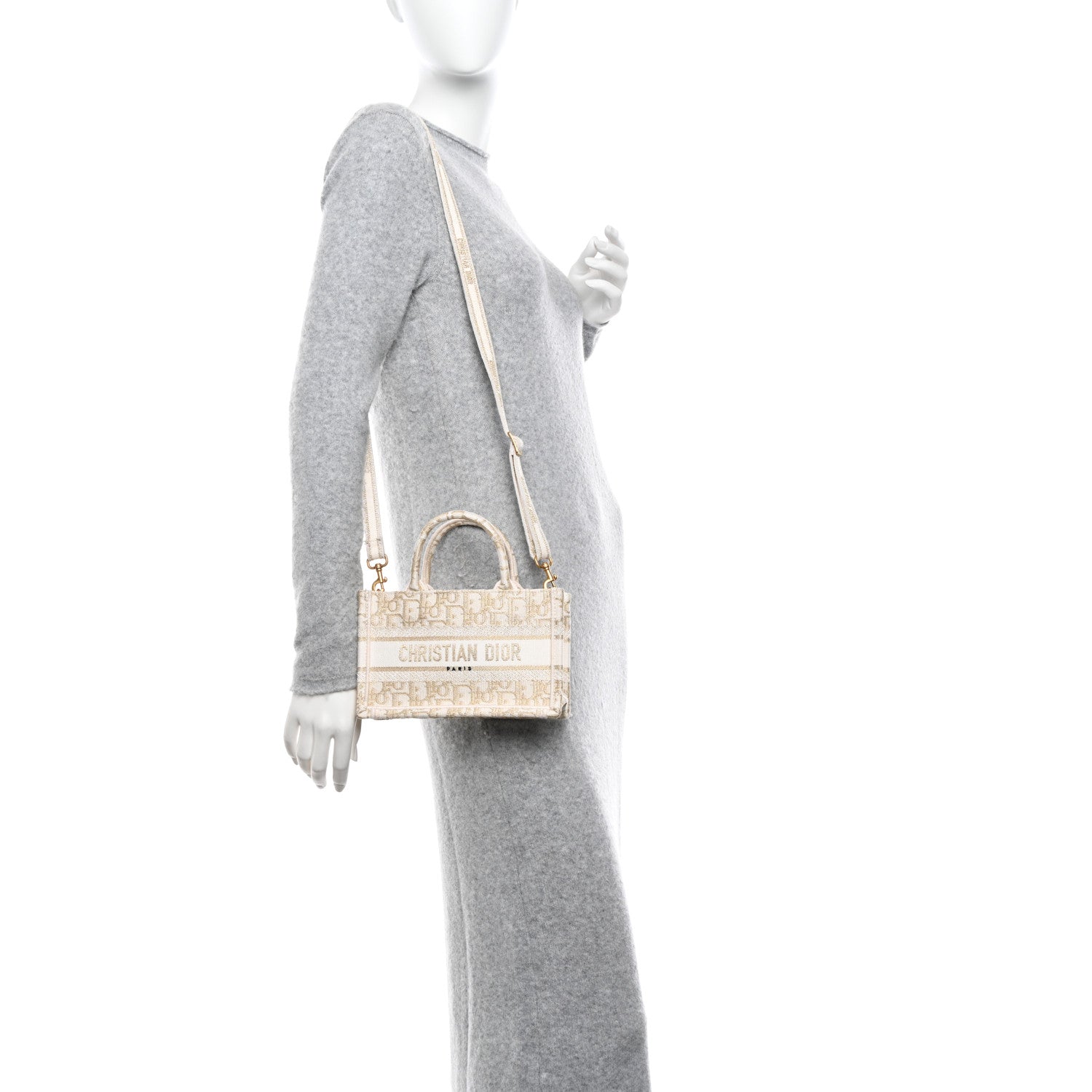 Christian Dior Oblique Mini Book Tote With Strap Gold Multicolor 2 of 9