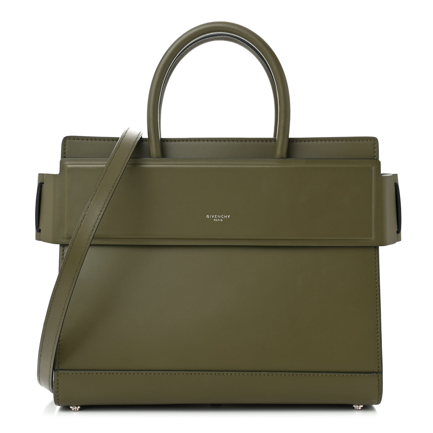 Smooth Calfskin Small Horizon Satchel Khaki