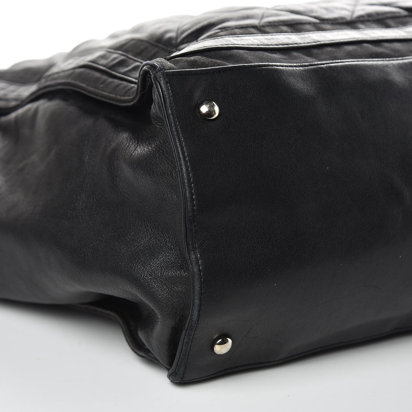 Lambskin Quilted Lido Shopping Tote Black