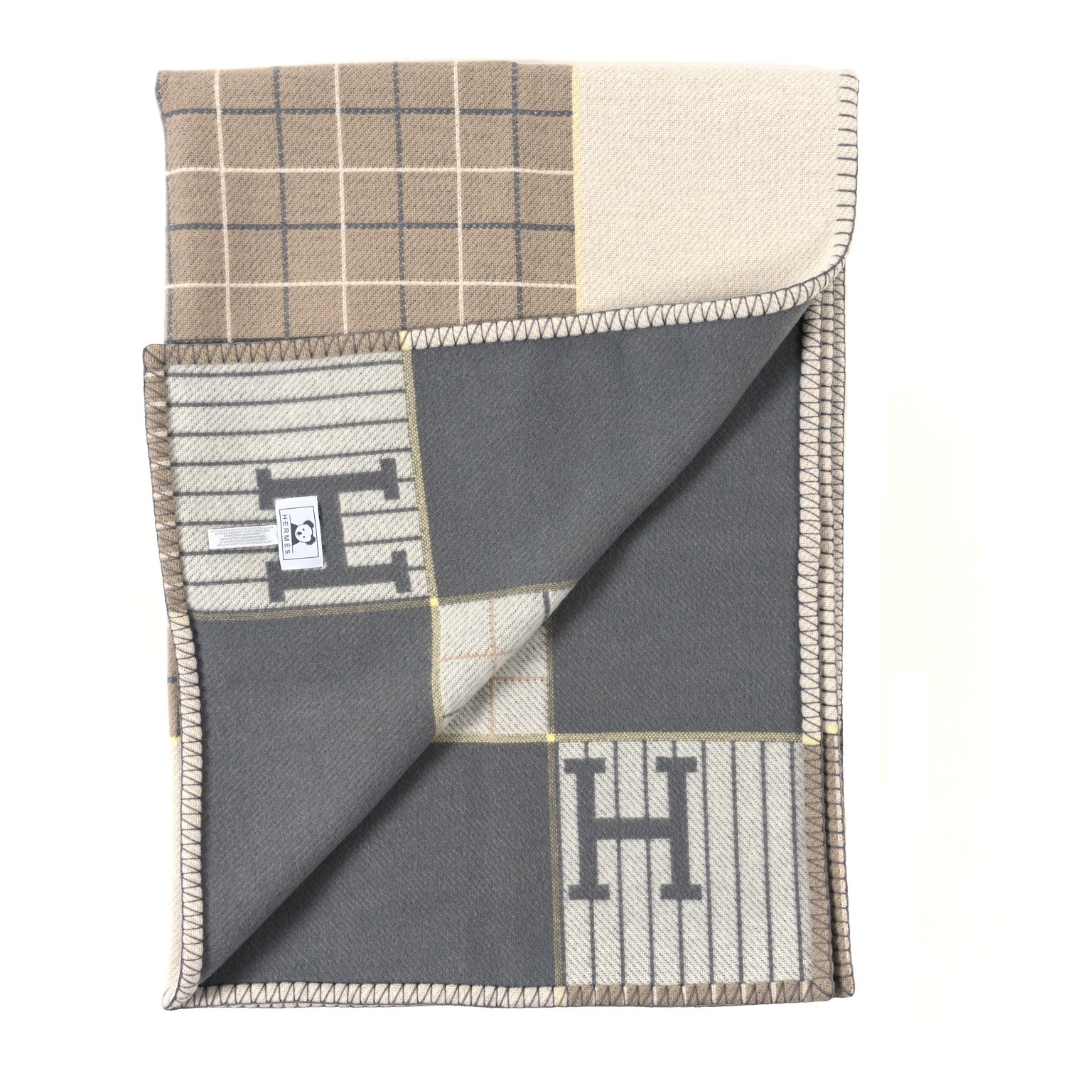 Hermes Wool Cashmere Avalon Cabriole Blanket Gris Perle 2 of 3
