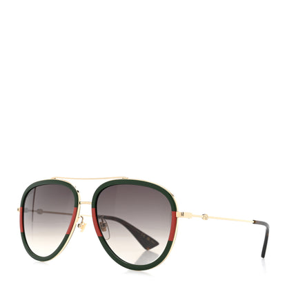 Gucci Web Aviator Sunglasses GG0062S Green Red 1 of 8