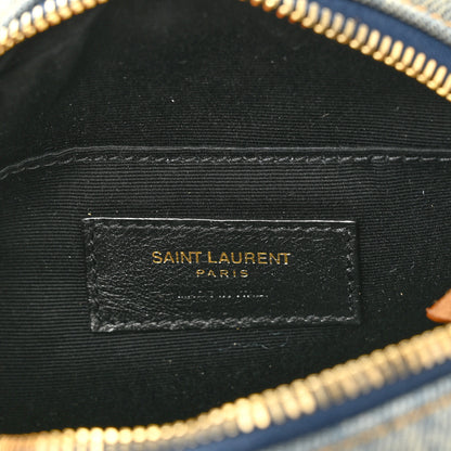 Saint Laurent Denim Quilted Monogram Round Crossbody Bag Rodeo Blue 5 of 9