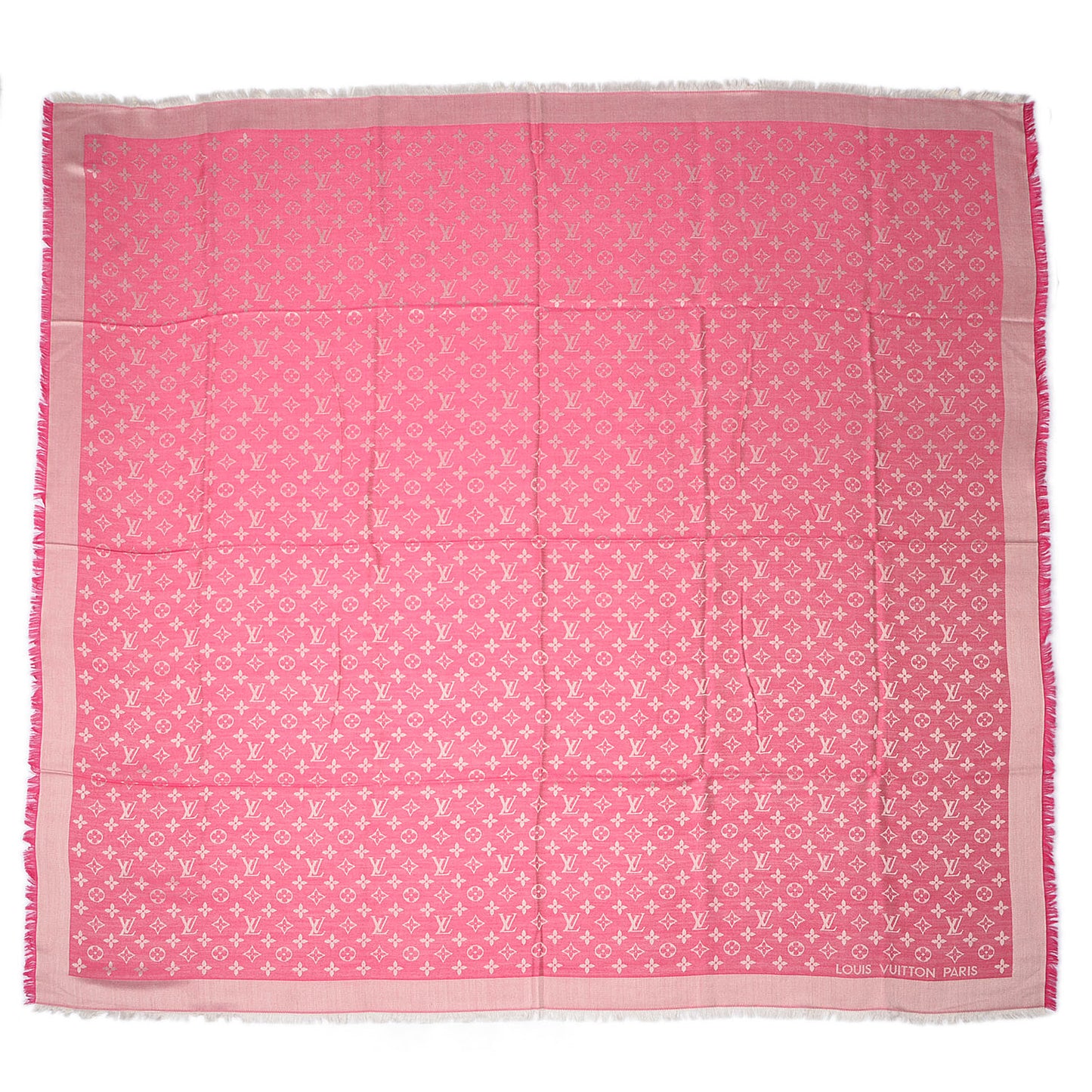 Silk Wool Monogram Denim Shawl Pivoine