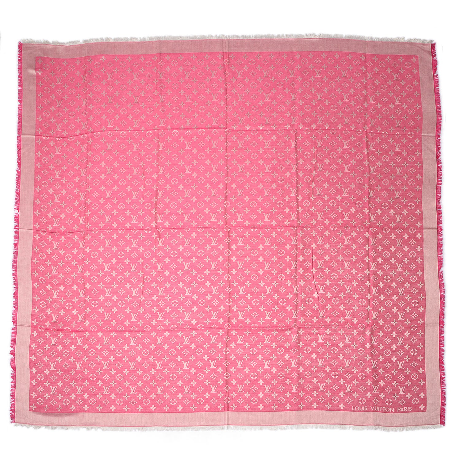 Louis Vuitton Silk Wool Monogram Denim Shawl Pivoine 3 of 5
