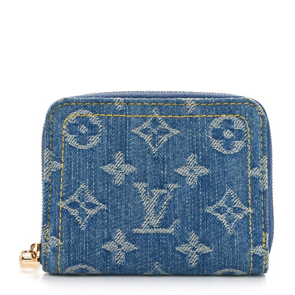 Louis Vuitton Denim Monogram Zippy Coin Purse Blue 1 of 8