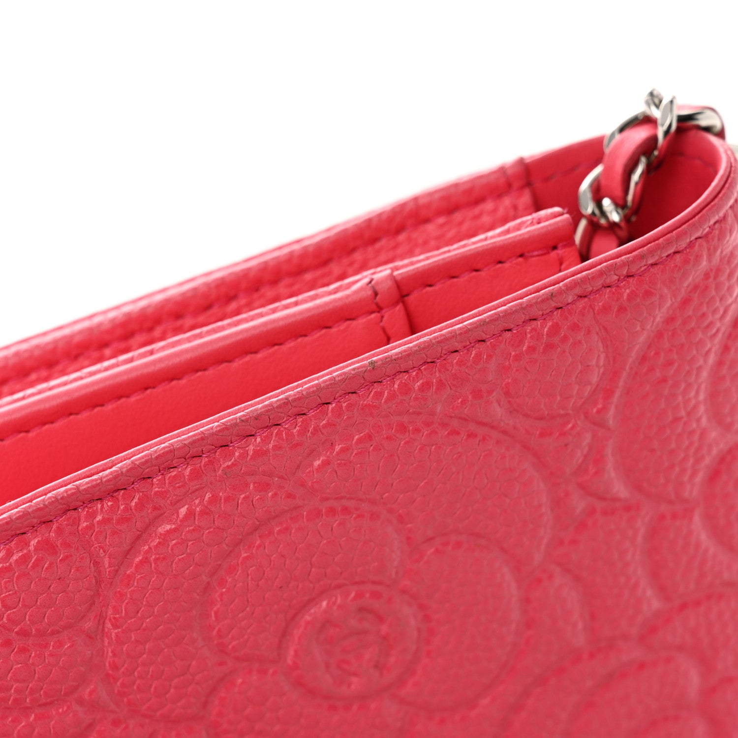 Chanel Caviar Camellia Embossed Wallet On Chain WOC Pink 20 of 26