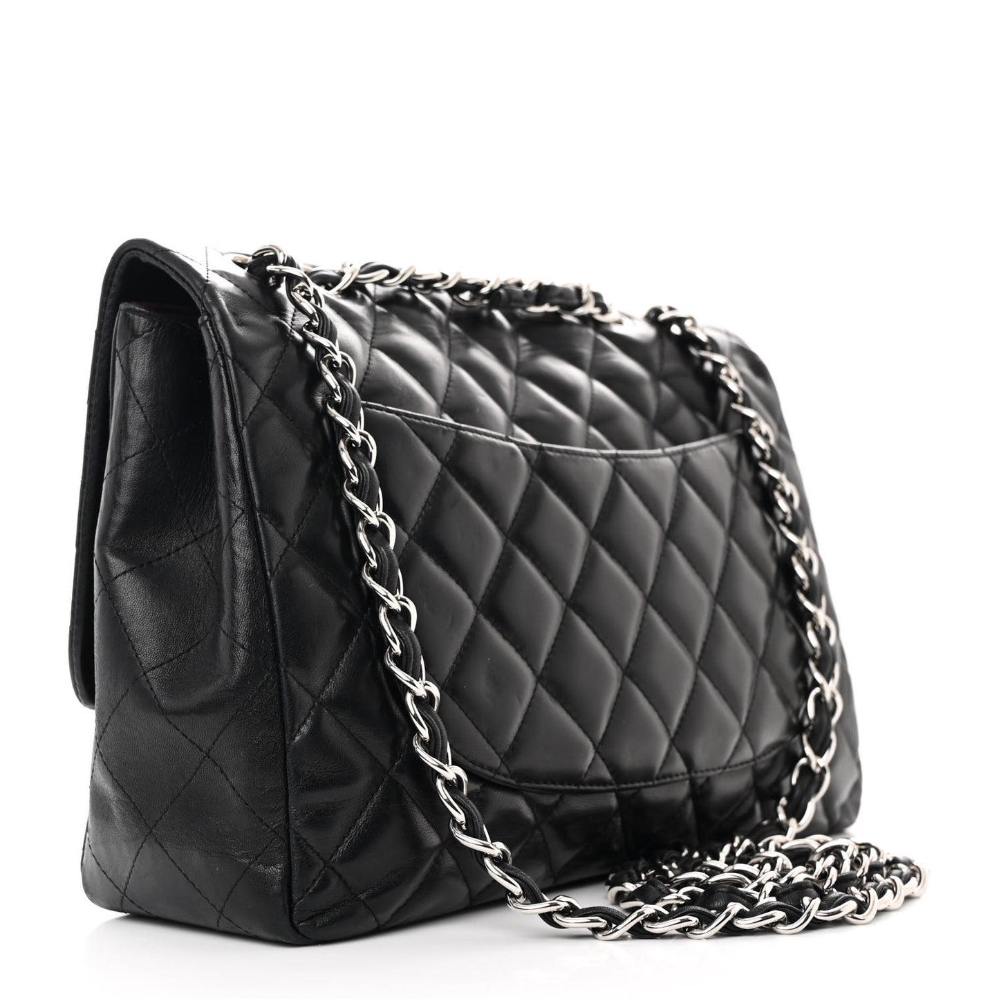 Lambskin Quilted Jumbo Single Flap Black