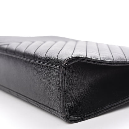 Saint Laurent Grain De Poudre Matelasse Chevron Large Monogram Satchel Black 16 of 20