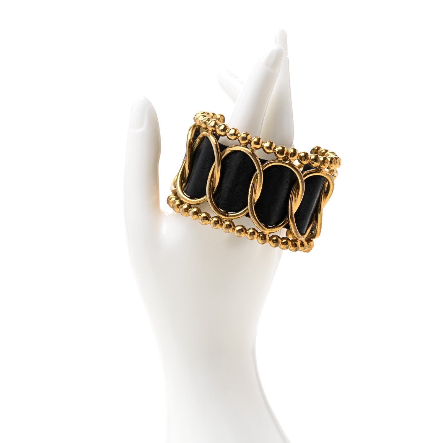 Chanel Lambskin Chain CC Cuff Black Gold 2 of 4