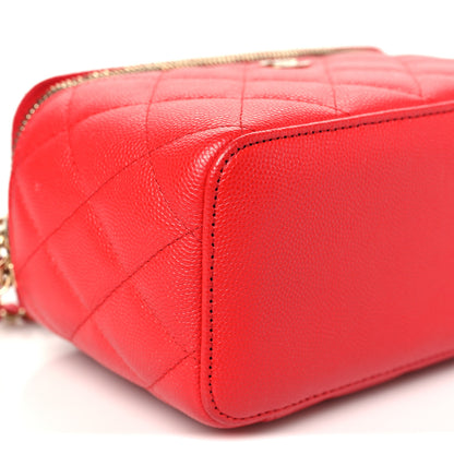 Chanel Caviar Quilted Small Vanity Case With Chain Red 9 of 11