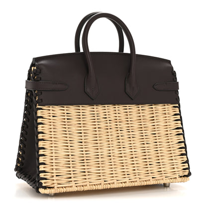 Hermes Wicker Swift Picnic Birkin 25 Naturel Rouge Sellier 3 of 12
