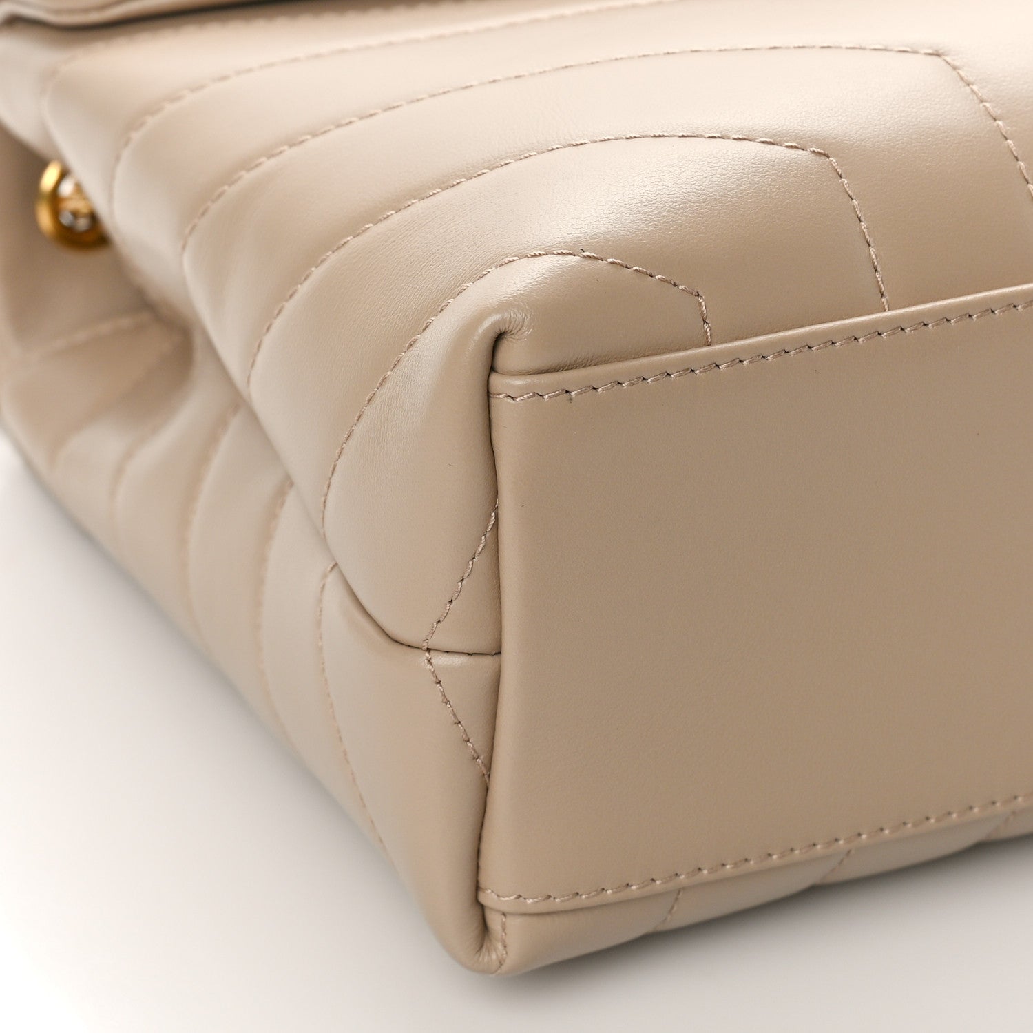 Saint Laurent Calfskin Y Quilted Monogram Small Loulou Chain Satchel Dark Beige 8 of 9