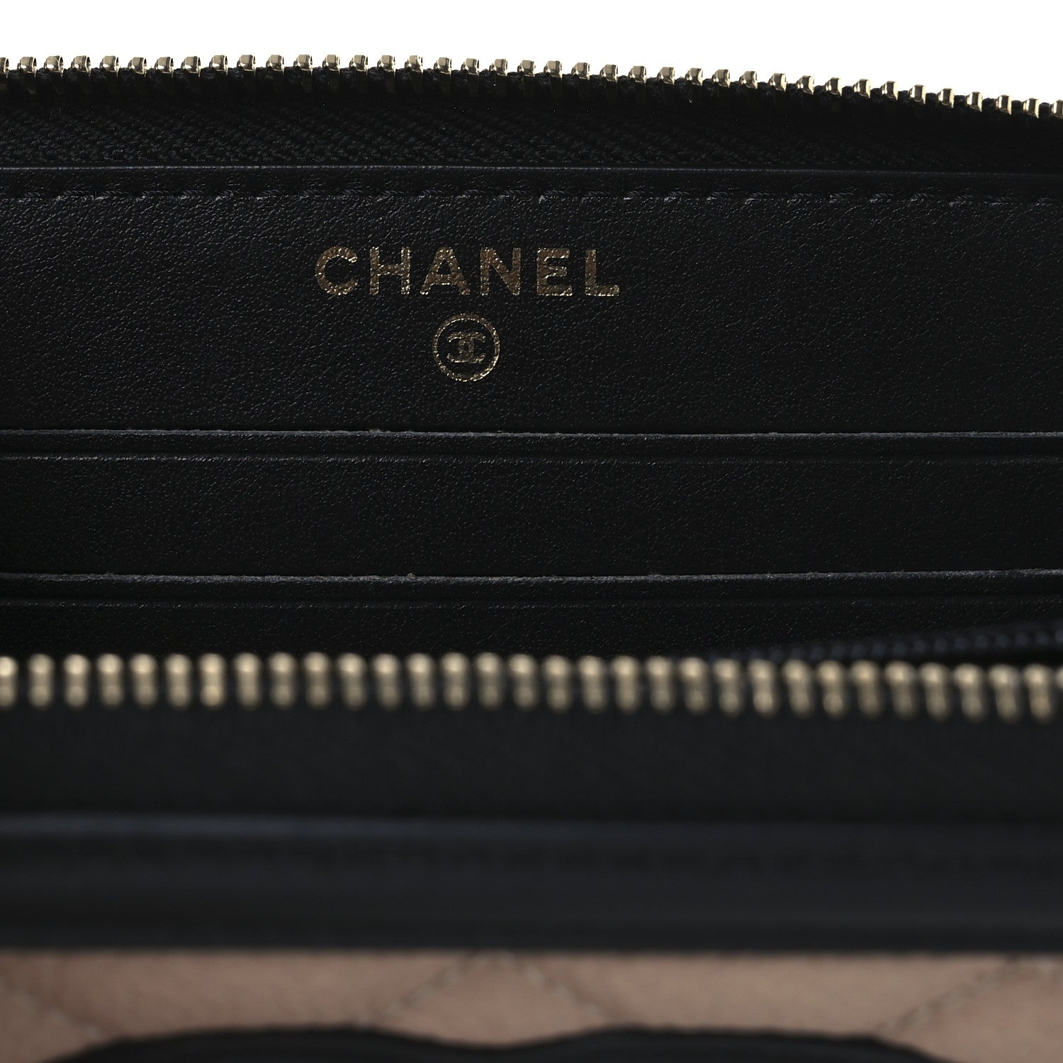 Chanel Caviar Quilted Small Filigree Zip Around Wallet Beige Black 6 of 8