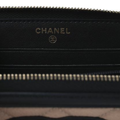 Chanel Caviar Quilted Small Filigree Zip Around Wallet Beige Black 6 of 8