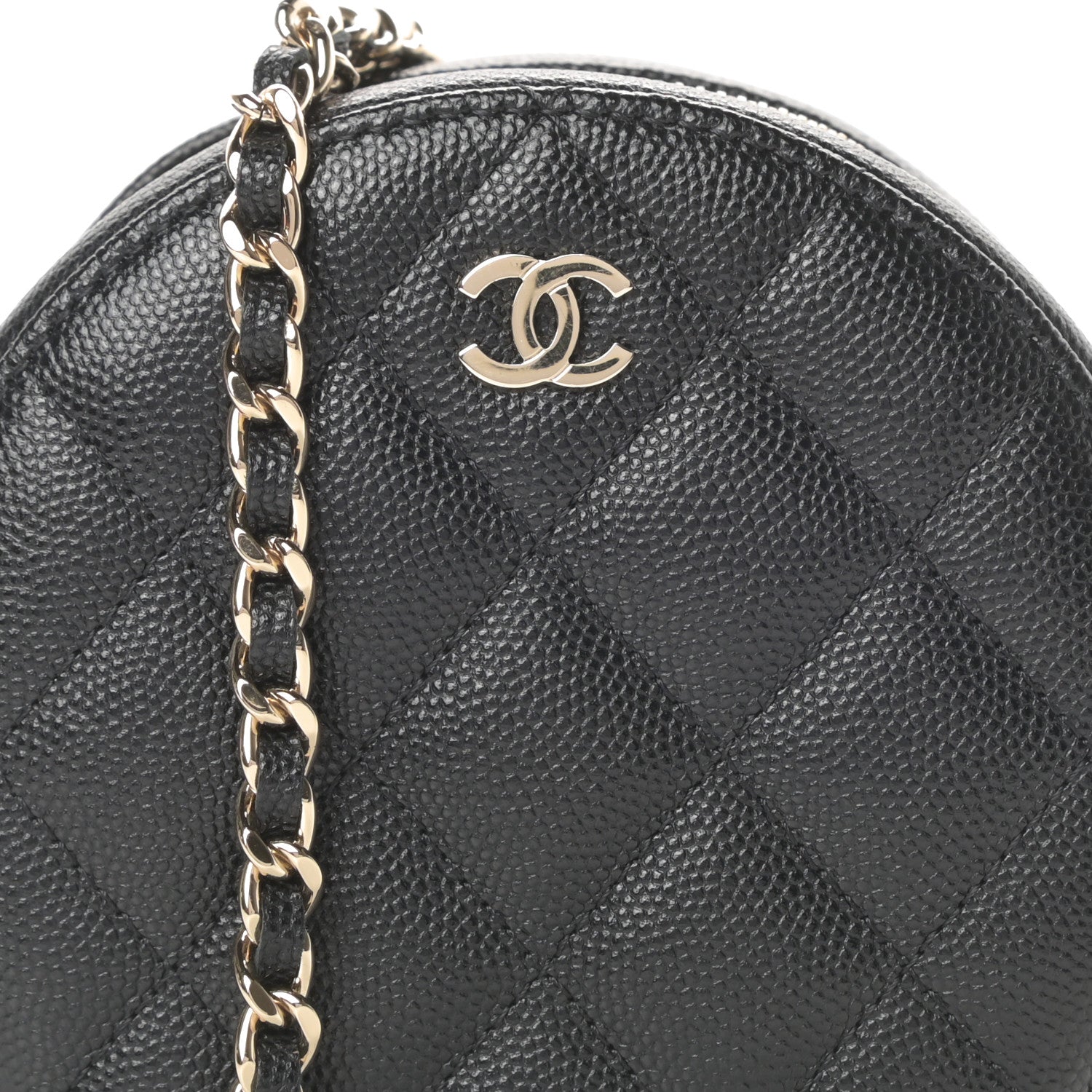 Chanel Caviar Quilted Round Clutch With Chain Black 7 of 10