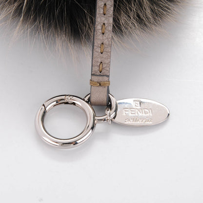 Fendi Fox Fur Cuoio Romano Selleria Pom Pom Bag Charm Grey 3 of 3