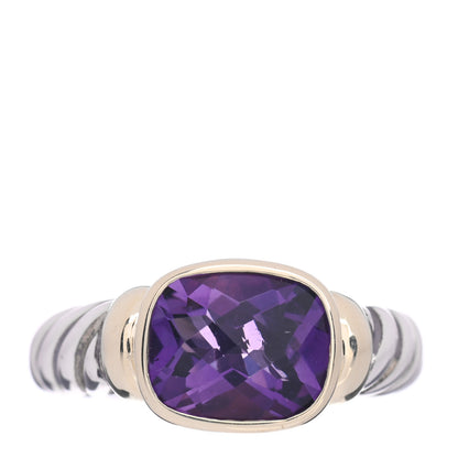 David Yurman Sterling Silver 14K Yellow Gold Amethyst 10mm Noblesse Ring 57 8 1 of 6