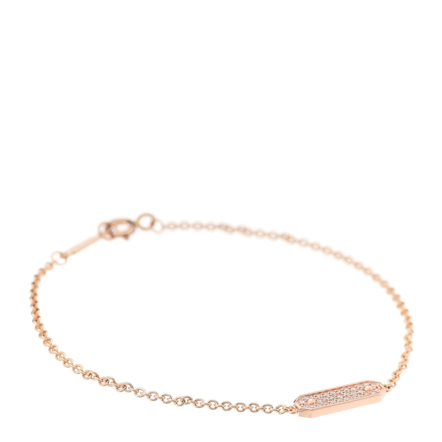 18K Rose Gold Diamond Tag Chain Bracelet