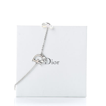 Christian Dior Logo Pendant Necklace Silver White 8 of 8