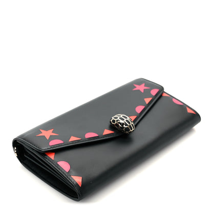 Bulgari Calfskin Serpenti Forever Star Chain Wallet Black Red 4 of 9